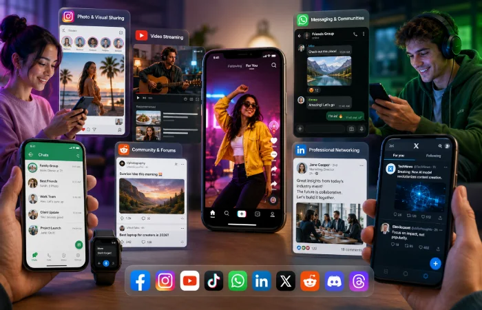 Users engaging with modern social media platforms and short-form video content