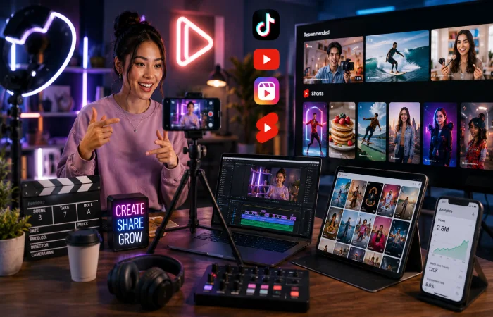 Content creator producing short-form videos for social media platforms