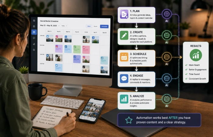 Business owner evaluating multiple AI marketing solutions on a workstation