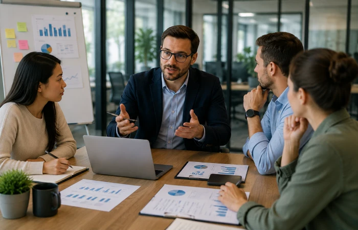 Consultant working alongside an internal marketing team