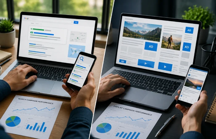 Comparison between search ads and display advertising campaigns