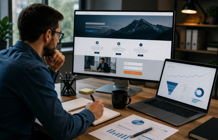SEO copywriter creating conversion-focused landing page content