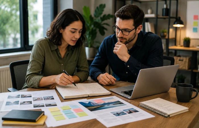 Content strategist developing SEO-focused website content