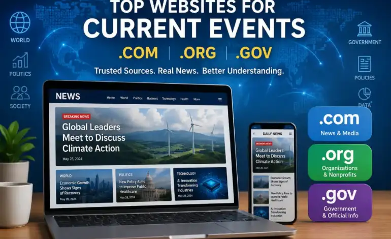 top websites for current events .com .org .gov: Details