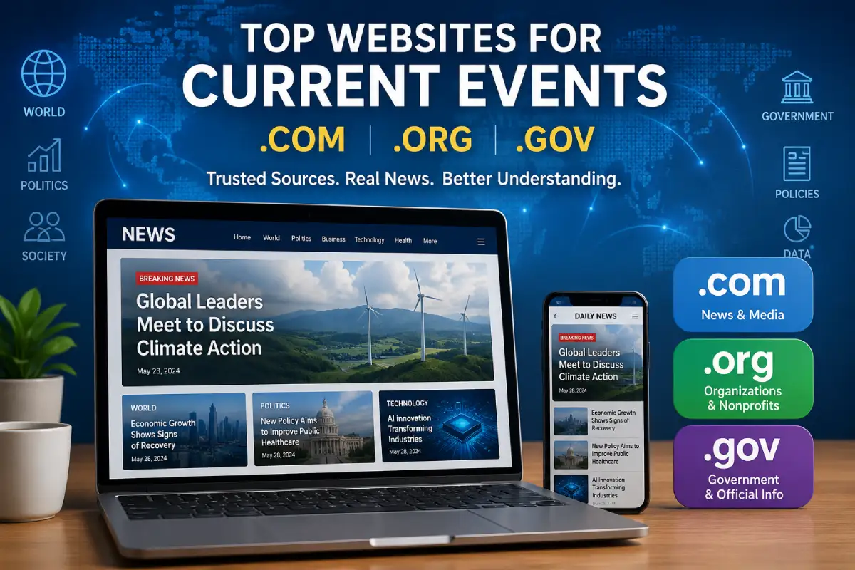 top websites for current events .com .org .gov: Details