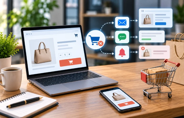 Ecommerce abandoned cart automation connecting email with additional customer communication channels