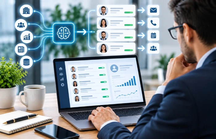 AI-powered lead generation workflow identifying high-intent business prospects
