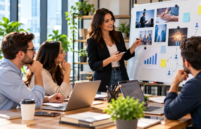 B2B marketing team developing thought leadership content