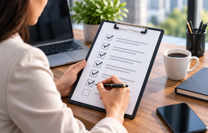 Professional checklist being used as a digital lead magnet