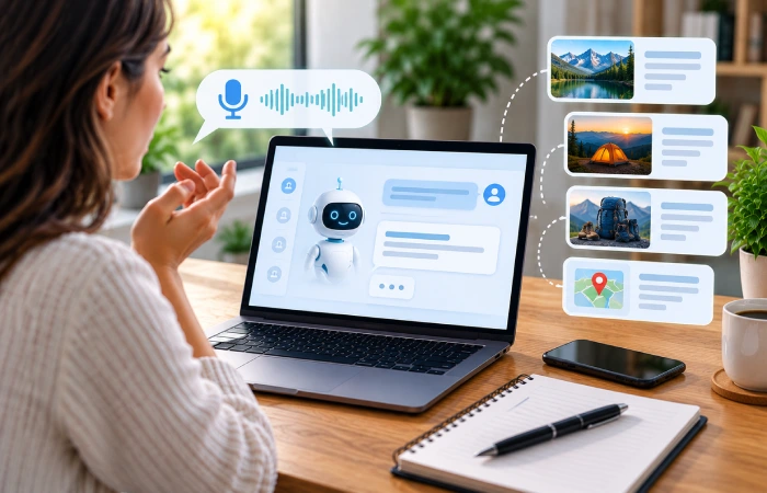 User researching conversational keywords through AI search