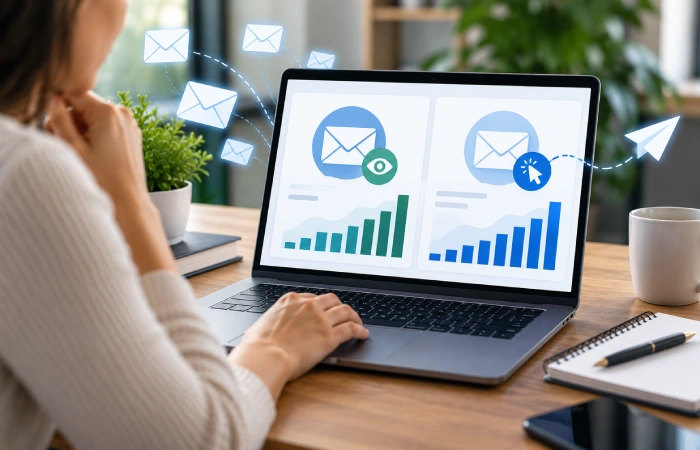 Email campaign performance analysis comparing opens and clicks as engagement signals