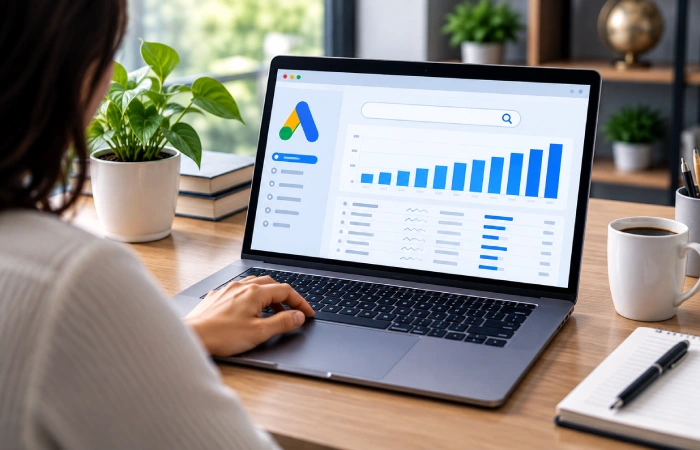 Search marketer reviewing keyword demand and search volume data