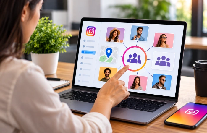 Digital marketer selecting an audience for an Instagram advertising campaign