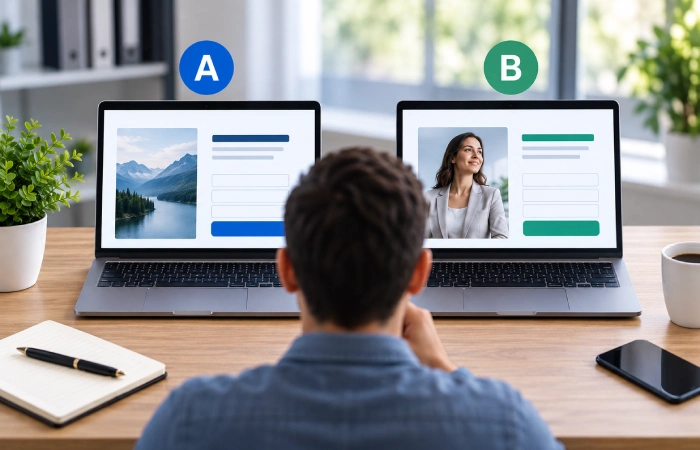 Two landing page variations being compared for conversion optimization