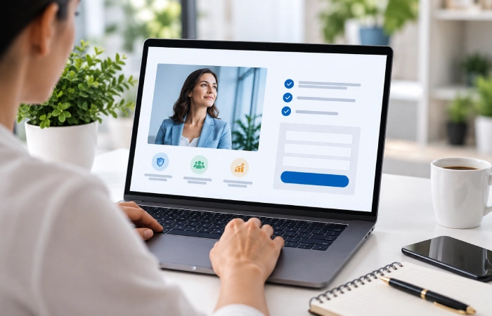 Landing page showing a focused layout with headline, form, and call to action