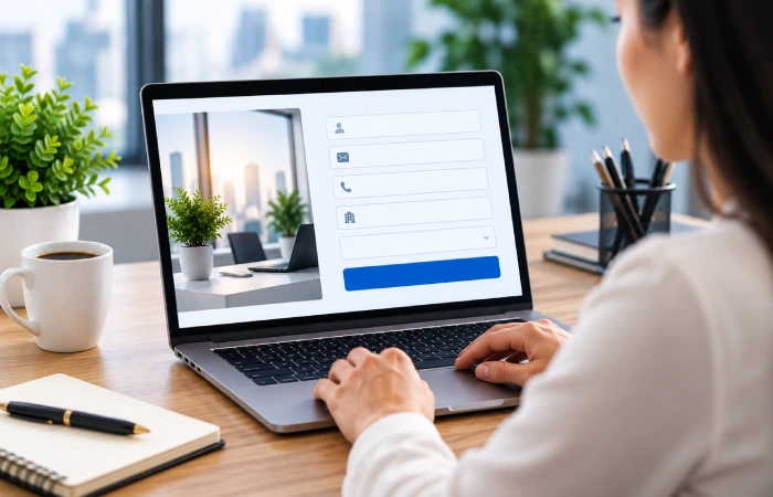Website lead capture form collecting information from a potential customer