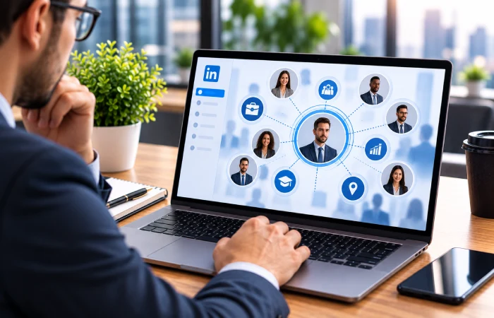 B2B marketer selecting a professional audience for LinkedIn advertising