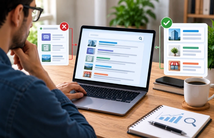 SEO analyst evaluating search results for low-competition keywords