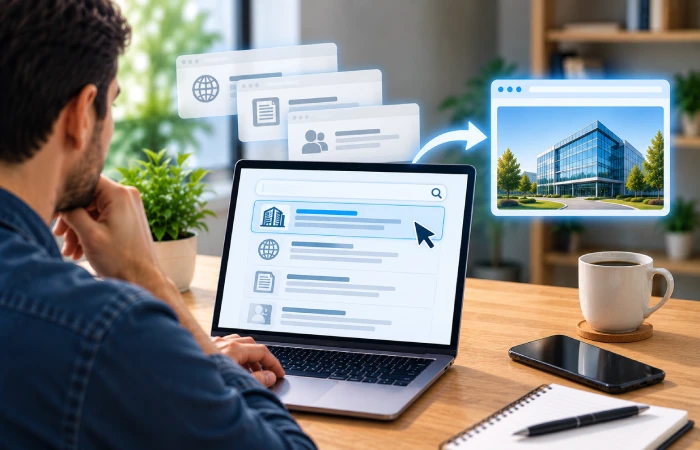 User searching for a specific website through navigational search intent