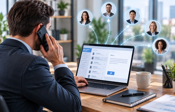 Sales professional using targeted outbound lead generation outreach
