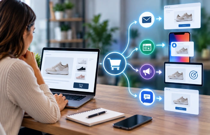 Automated retargeting workflow responding to abandoned carts and browsing behavior