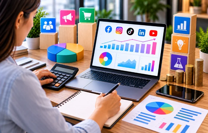 Marketer planning a social media advertising budget