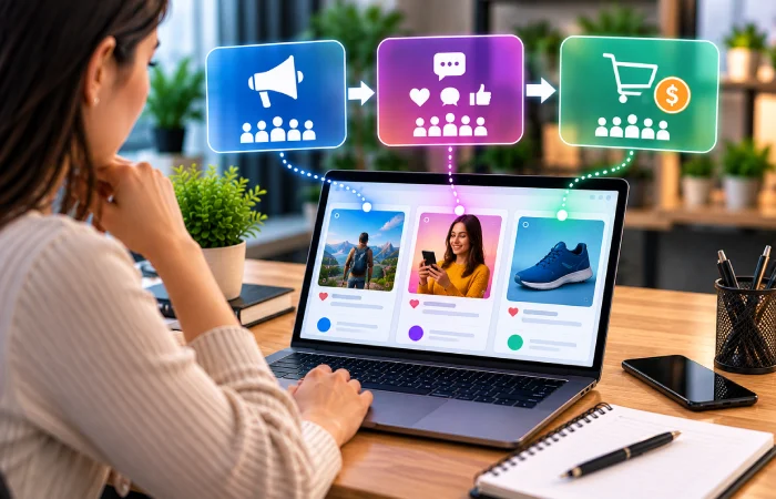 Marketer selecting an objective for a social media advertising campaign