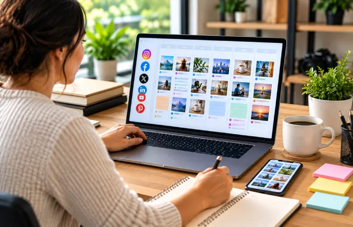 Social media content calendar planned in advance