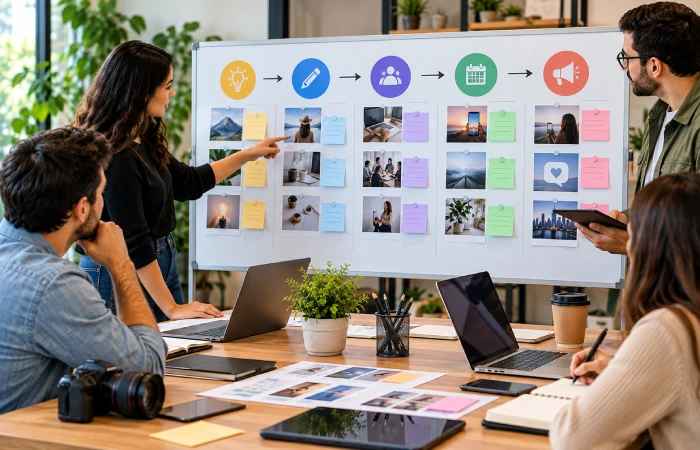 Social media content workflow from planning to publishing
