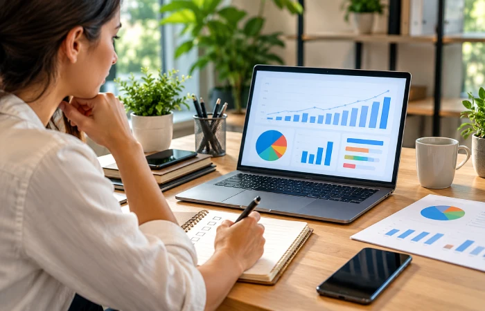 Marketing team setting measurable social media goals