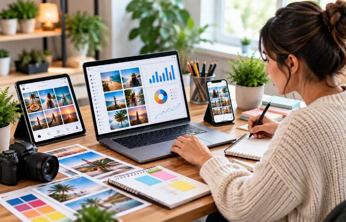 Social media manager using creative and analytical skills
