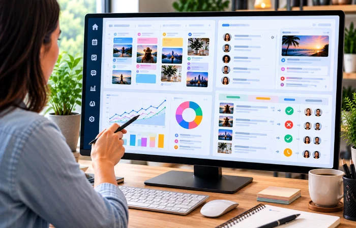 Centralized social media platform for scheduling analytics engagement and approvals
